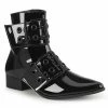 DEMONIA Warlock-55 Black Patent Men's Unisex Grommet Winklepicker Boots