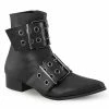 DEMONIA Warlock-55 Black Vegan Leather Men's Unisex Grommet Winklepicker Boots