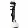 DEMONIA WAVE-315 White Patent Hanging Strap Goth Platform Thigh Boots
