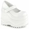 DEMONIA WAVE-32 White Goth Mary Jane 6" Wedge Platform Shoes