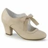 Pleaser PINUP COUTURE WIGGLE-32 Beige Mary Janes Pinup Heart Cutout 2.5" Heels Pumps