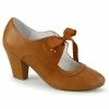 Pleaser DISCONTINUED PINUP COUTURE WIGGLE-32 Caramel Mary Janes Heart Cutout 2.5" Heels