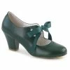 Pleaser PINUP COUTURE WIGGLE-32 Dark Green Mary Janes Pinup Heart Cutout 2.5" Heels