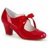 Pleaser DISCONTINUED PINUP COUTURE WIGGLE-32 Red Mary Janes Heart Cutout 2.5" Heels Pump