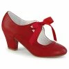 Pleaser PINUP COUTURE WIGGLE-32 Red Mary Janes Pinup Heart Cutout 2.5" Heels