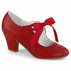 Pleaser PINUP COUTURE WIGGLE-32 Red Mary Janes Pinup Heart Cutout 2.5" Heels