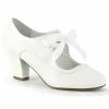 Pleaser PINUP COUTURE WIGGLE-32 White Mary Janes Heart Cutouts 2.5" Cuban Heels Pumps
